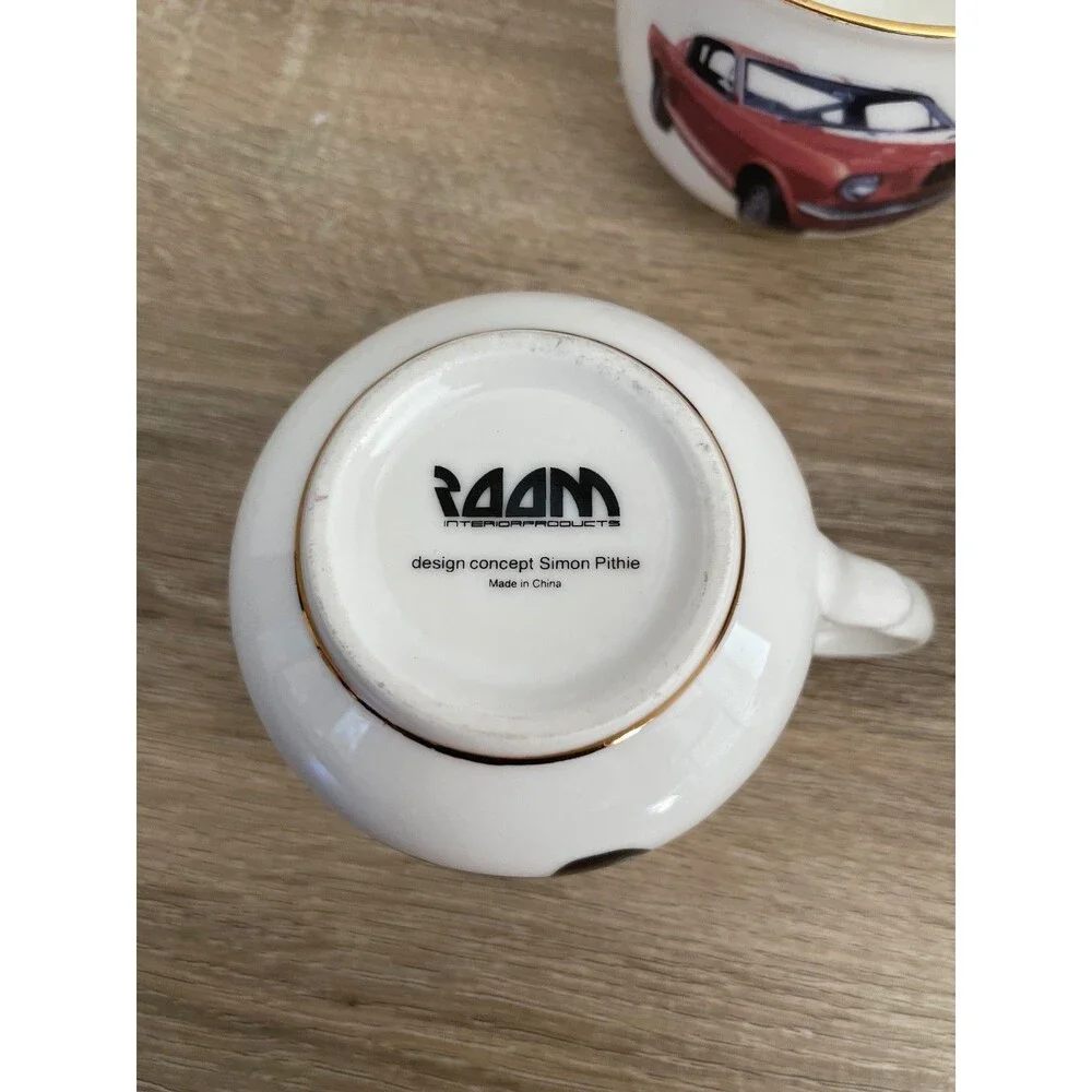 Set of 4 Ceramic 1965 Raam Ford Mustang GT Teacups Designed by Simon Pithie